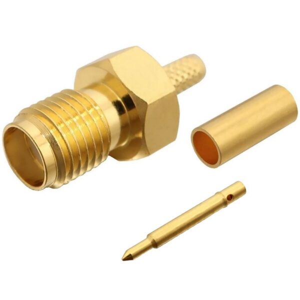 RP-SMA female Crimp Connector for RG-174, RG-316, LMR-100A, and other 0.110 Inch OD Coax 8896-RPSMA-174 800x800 - Max-Gain Systems, Inc.