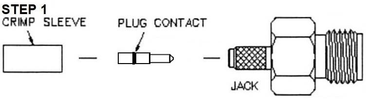 RP-SMA female Crimp Connector for RG-174, RG-316, LMR-100A, and other 0.110 Inch OD Coax 8896-RPSMA-174 Installation Guide step 1 - Max-Gain Systems, Inc.