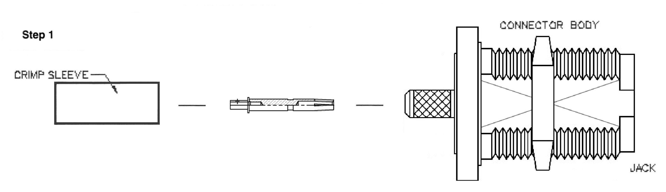 Type N Female Bulkhead Crimp Connector for RG-58, LMR-195 7307-N-58 Installation Guide Step 1 - Max-Gain Systems, Inc.