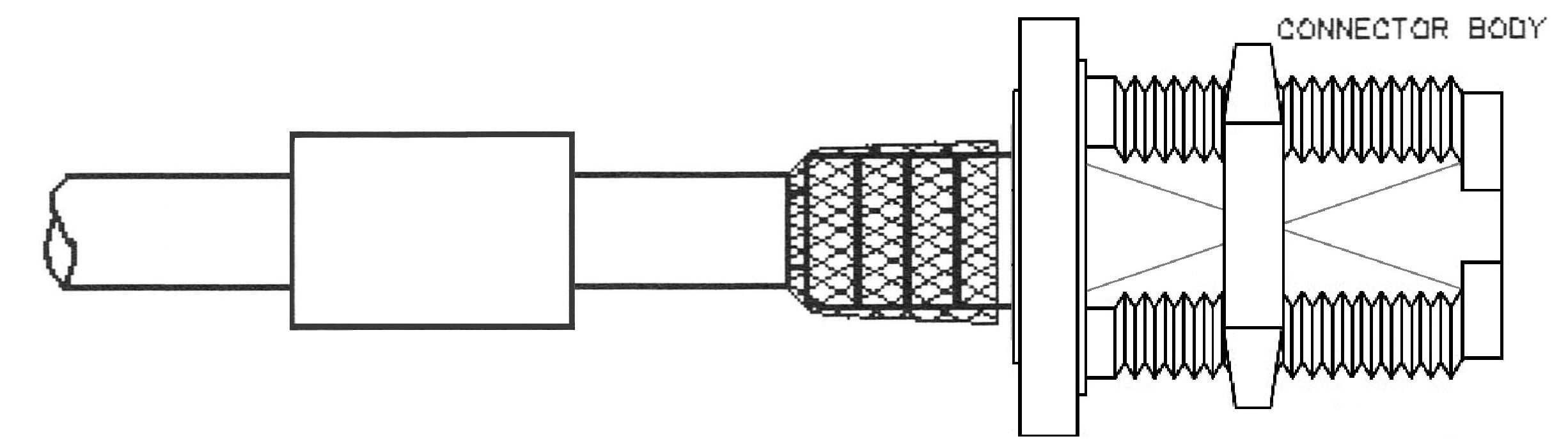 Type N Female Bulkhead Crimp Connector for RG-58, LMR-195 7307-N-58 Installation Guide Step 3 - Max-Gain Systems, Inc.