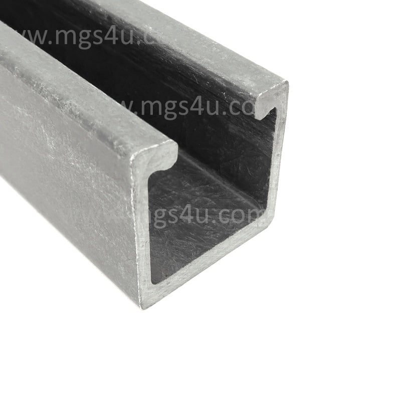 CHN-1625-1625-200-125-F 1.625 On-Side x 1.625 On-Side x 0.125 inch WALL x 0.200 base Fiberglass Channel laying flat 800x800 - Max-Gain Systems, Inc.