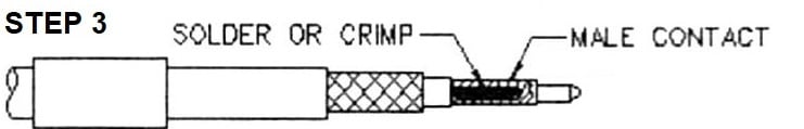 SMA male Crimp Connector for RG-174, RG-316, and LMR-100A Coax 7805-SMA-174 installation guide step 3 - Max-Gain Systems Inc