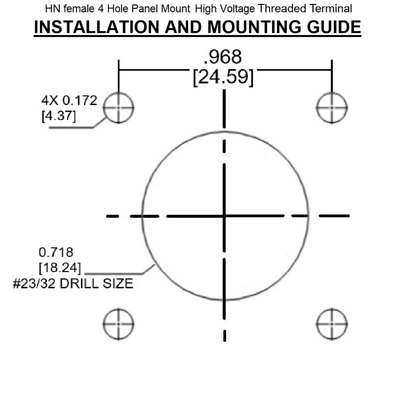 HN female 4 Hole Panel Mount 5mm Stud Connector 8313-HN Installation and Mounting Guide 800x800 - Max-Gain Systems Inc